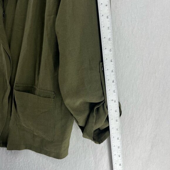 Nine West Utility Jacket Women's XL Army Green Draped Front Zip Roll Tab Pockets - Picture 5 of 12